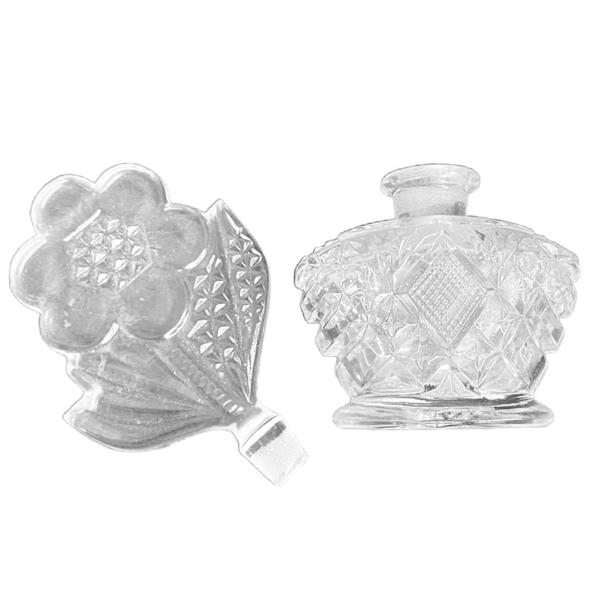 Art Deco Glass Perfume Bottle with Flower Stopper