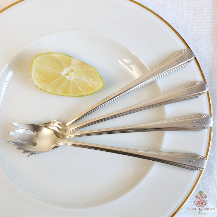 Art Deco Silver Plate Seafood Forks Set of 4