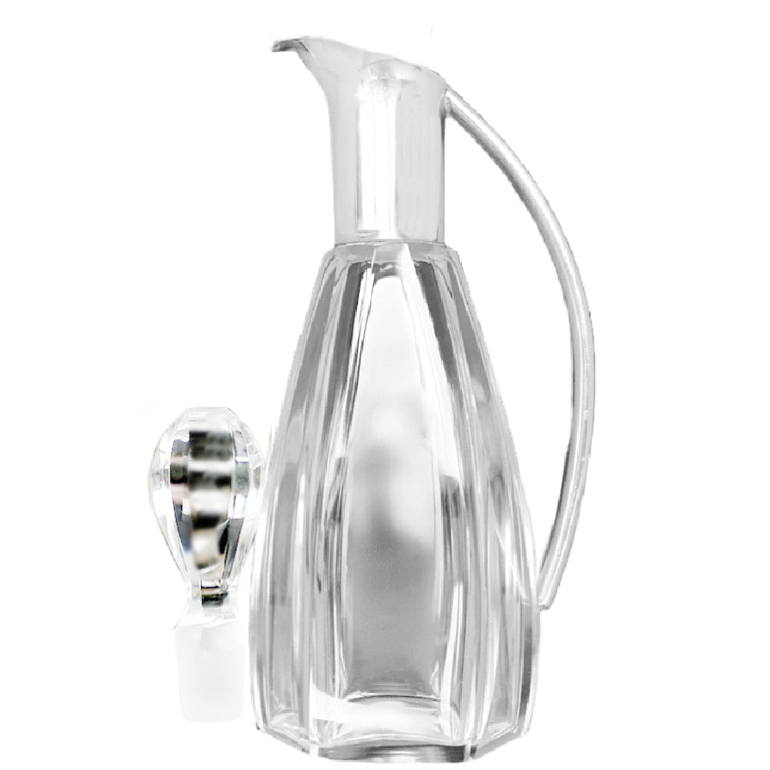 Art Deco Style Crystal Table Service Decanter with Silver Plated Collar and Handle