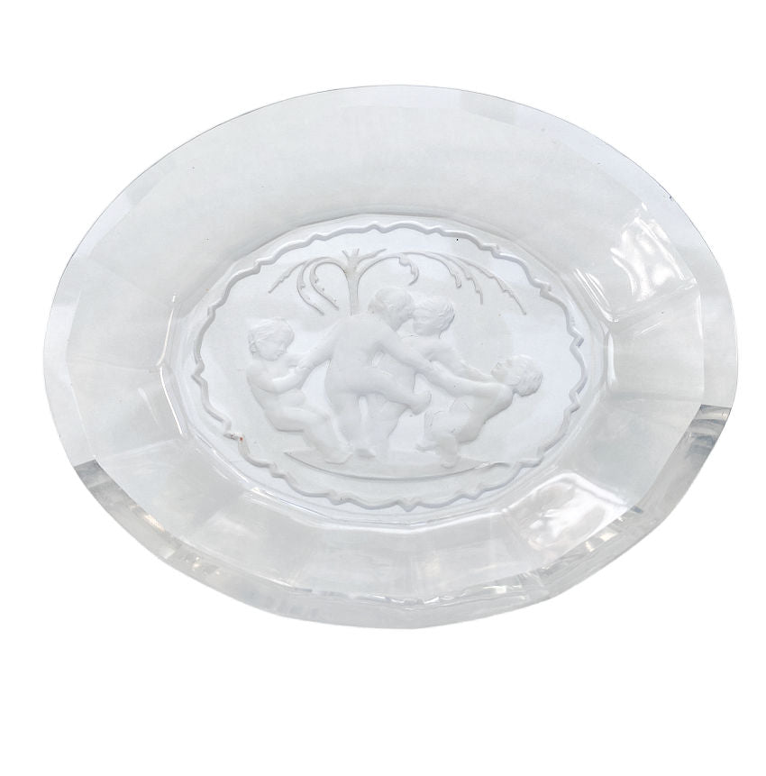 Art Deco Glass Intaglio Putti Dish