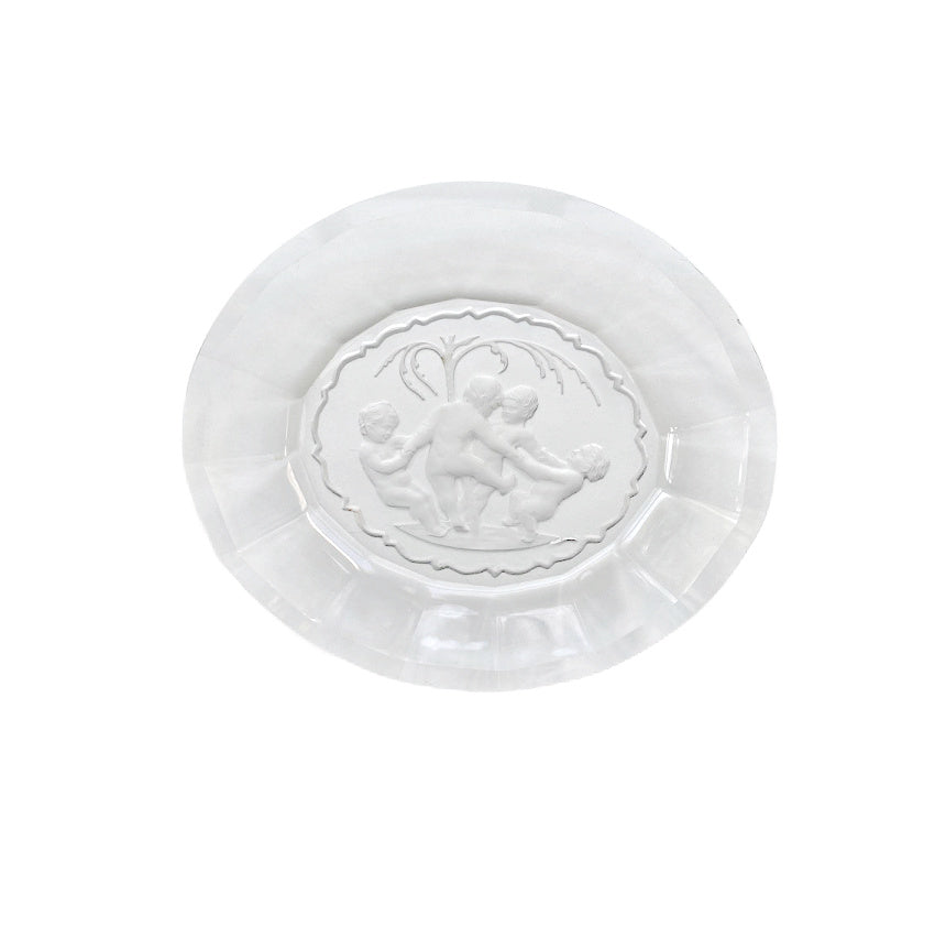 Art Deco Glass Intaglio Putti Dish