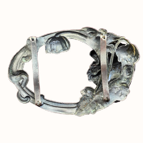 Art Nouveau Silver-Plated Buckle with Maiden &amp; Floral Motifs, c. 1900