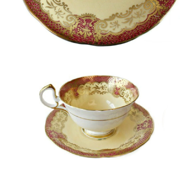 Vintage Aynsley Tulip Pink & Yellow Tea Cup and  Saucer Set