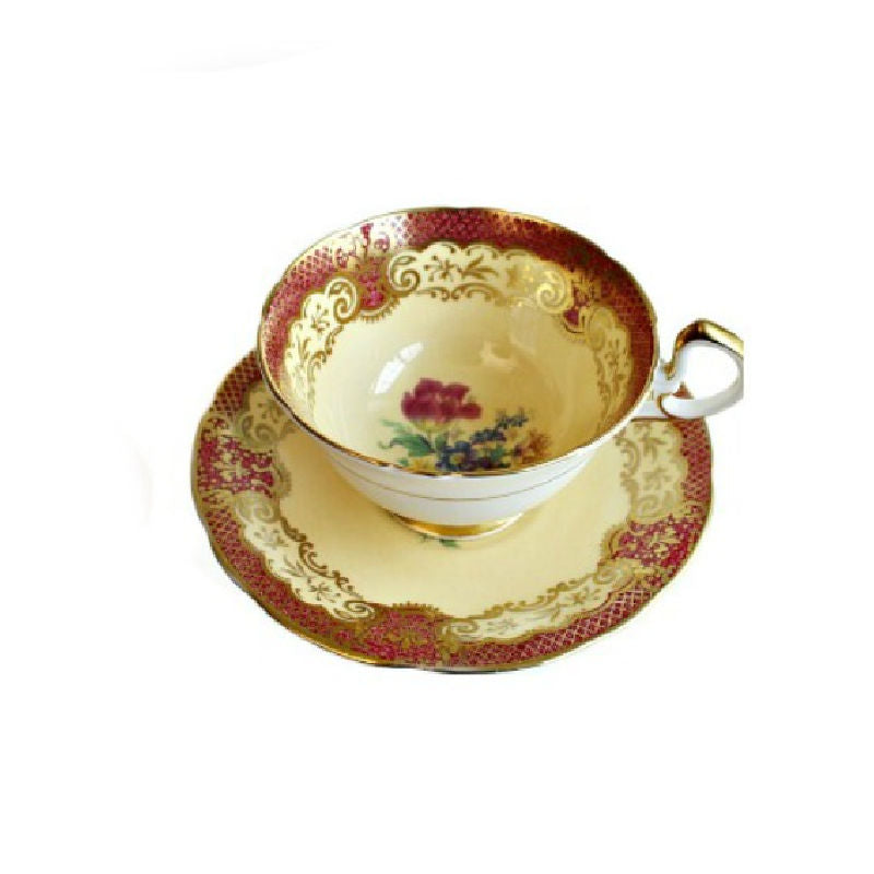 Vintage Aynsley Tulip Pink &amp; Yellow Tea Cup and  Saucer Set