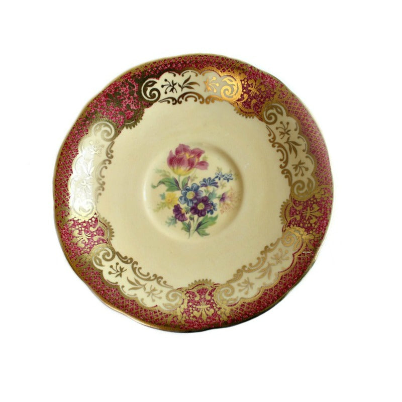 Vintage Aynsley Tulip Pink & Yellow Tea Cup and  Saucer Set