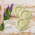 Bee Skep Gardener Soap Set of three hexagonal honeycomb soaps inspired by antique beehive skeps. A charming botanical gift for garden lovers.