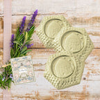 Bee Skep Gardener Soap Set of three hexagonal honeycomb soaps inspired by antique beehive skeps. A charming botanical gift for garden lovers.