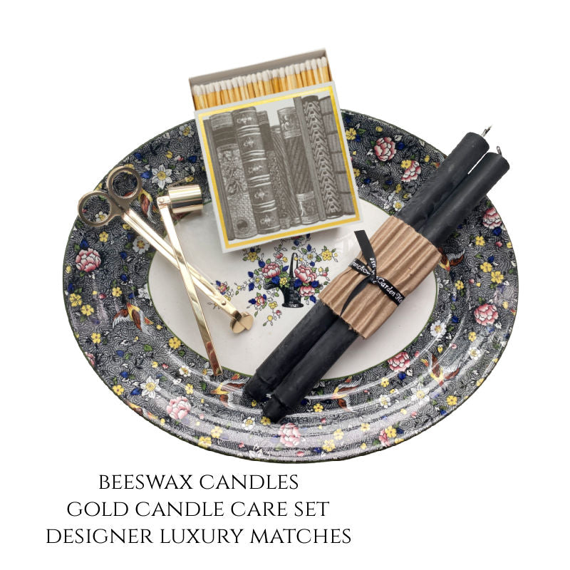 Beeswax Taper Candles Pair Black