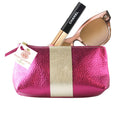 Luxury Leather Brigitte Make-up Bag Cerise & Gold