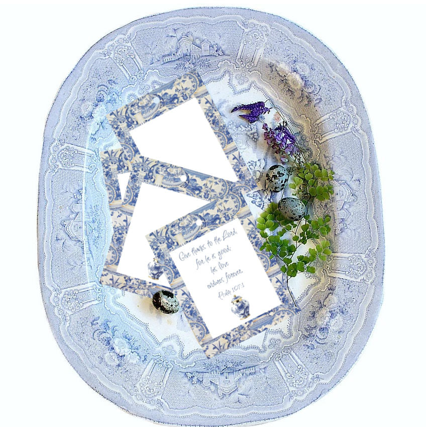 Luxurious Oversized Blue &amp; White Chinoiserie Gift Tags