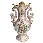 Antique Vieux Paris porcelain vase with hand-painted French scroll design 19th century French decorative vase standing 10¾ inches tall.