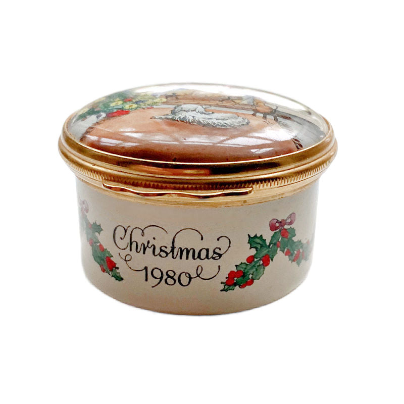 vintage Cartier box, Cartier enamel pill box, French luxury collectible, vintage Cartier England, enameled round box, Cartier keepsake box, Parisian chic, vintage French gift, collectible pill box, Cartier vintage jewelry box, gold enamel Cartier box, French luxury décor