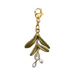 Cast Bronze Garden Vine Charm with patinated finish and freshwater pearls, delicate botanical jewelry, luxury collectible accent
