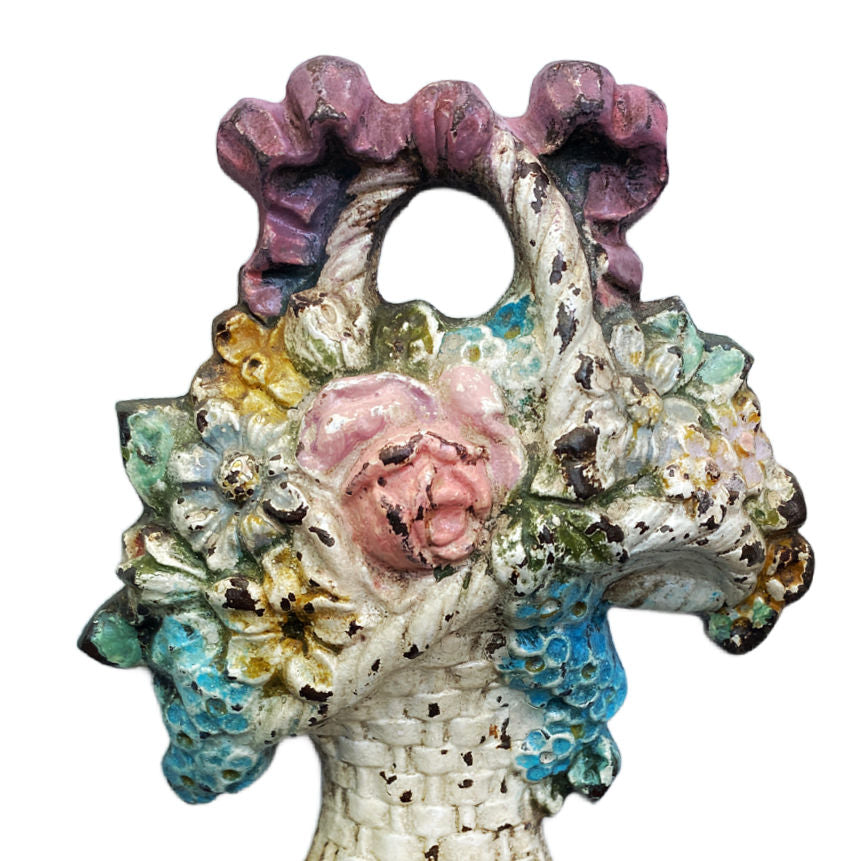 Cast Iron Floral French Basket Door Stop