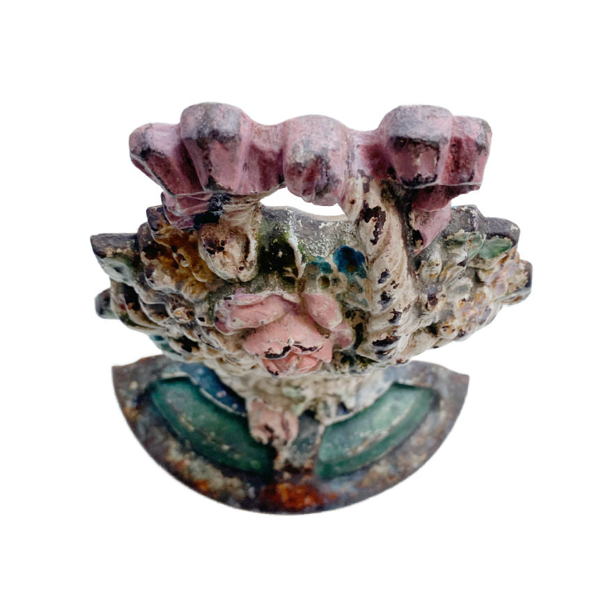 Cast Iron Floral French Basket Door Stop