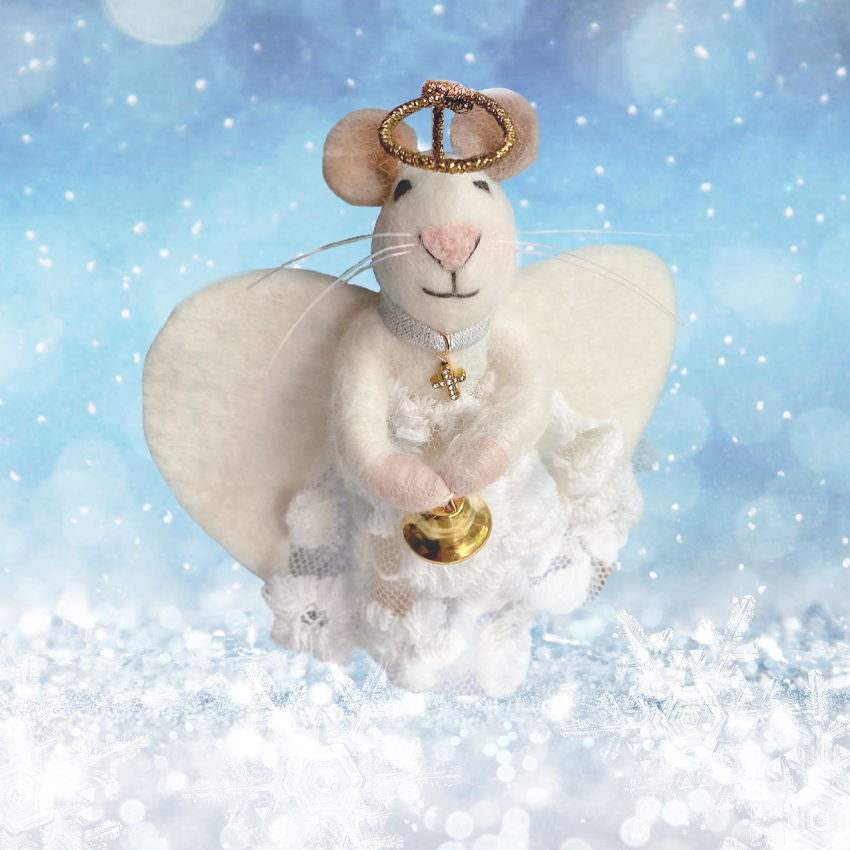 Celeste Holiday Felted Mouse Ornament