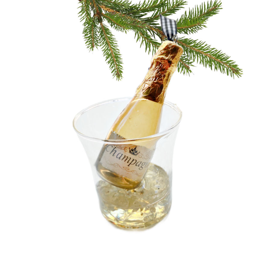 Champagne on Ice Glass Holiday Ornament