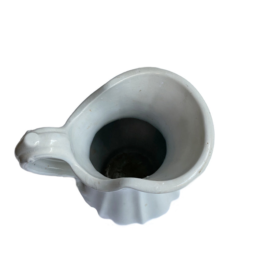 Charming Large Antique Ironstone Pitcher — English Staffordshire Collectible-top view