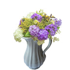 Charming Large Antique Ironstone Pitcher — English Staffordshire Collectible with stunning spring flowers in white, yellow and purple