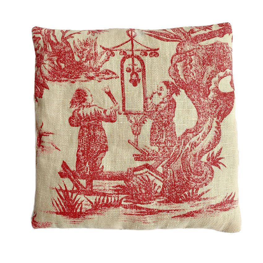 Large handmade French linen sachet with Chinoiserie fabric, filled with Provence lavender for a timeless, elegant scent and refined French country charm.