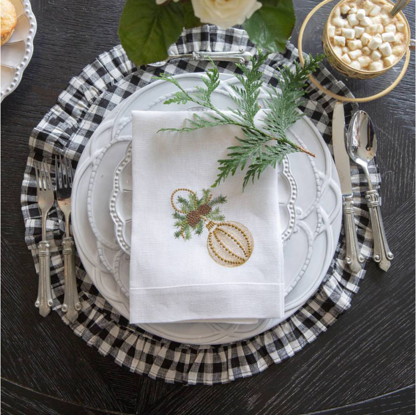 Christmas Ornament Tri-Fold Napkin Set of 2