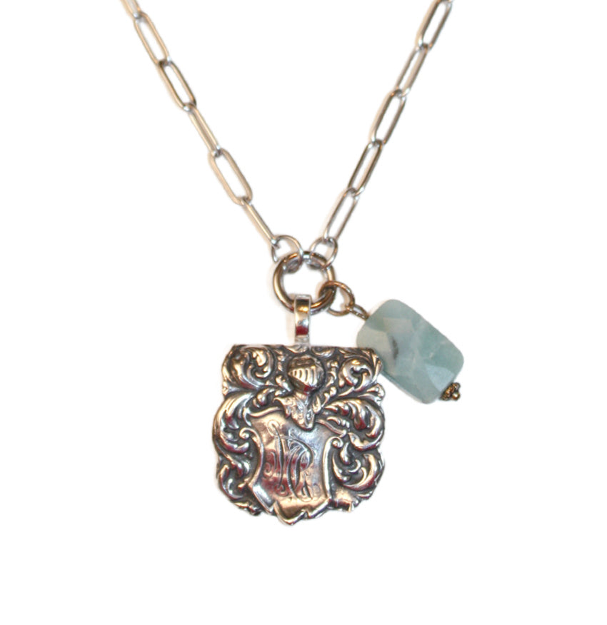 Objet Trouvé Luggage Tag Charm Necklace in Sterling