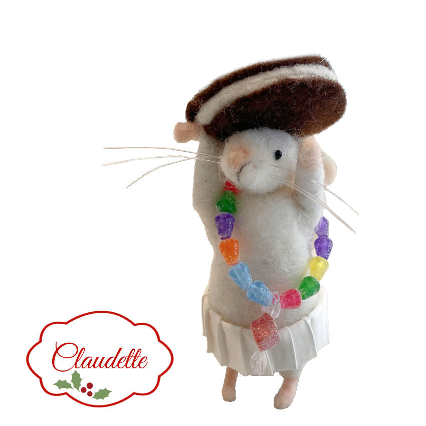 Claudette Holiday Mouse Ornament