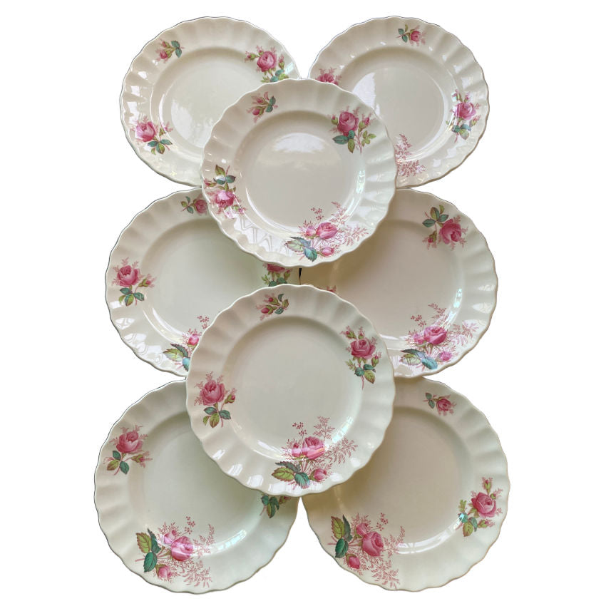 Vintage Spode Dubarry floral transferware plate close up English porcelain