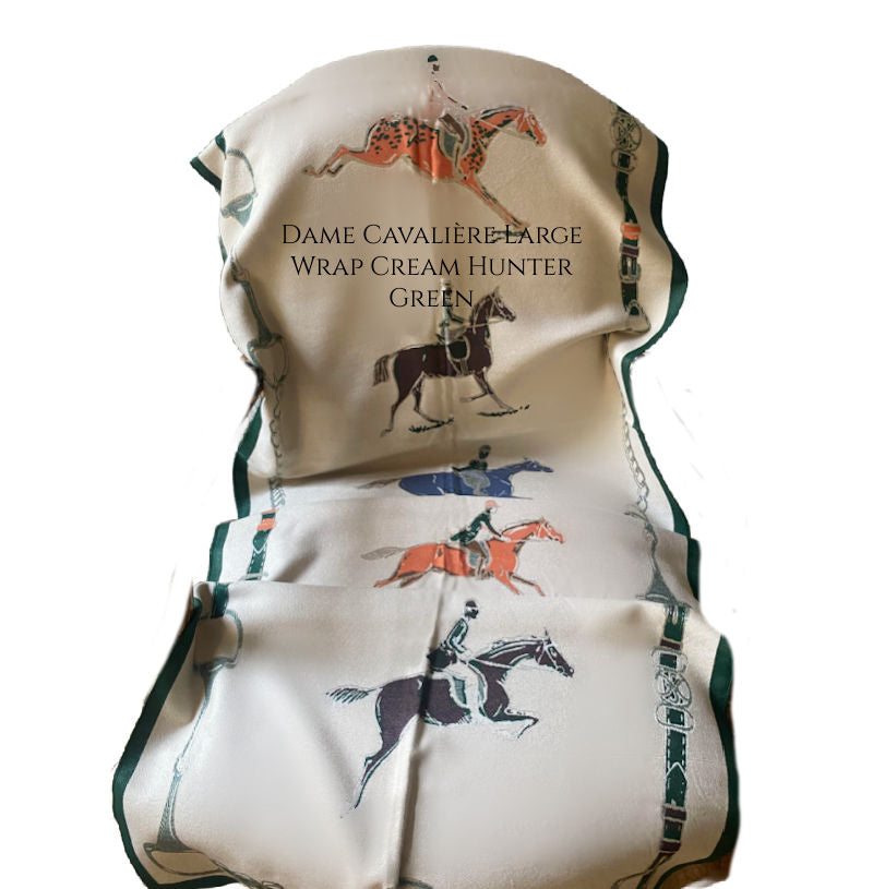 Dame Cavalière Large Wrap Cream Hunter Green