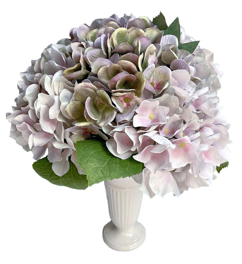 Château de Lorraine faux hydrangea bouquet in blush pink and antique white