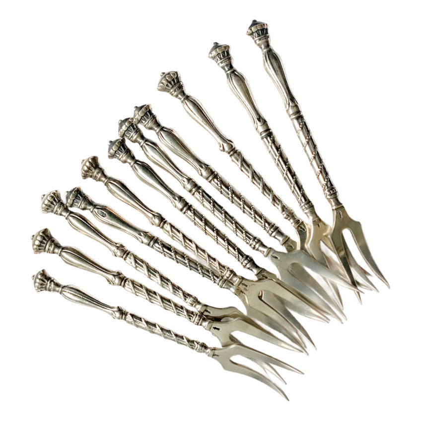 Dutch Silver Escargot Forks set of 11