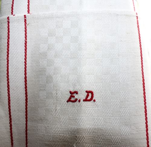 Antique Cream Oatmeal Linen Monogrammed Towel ED