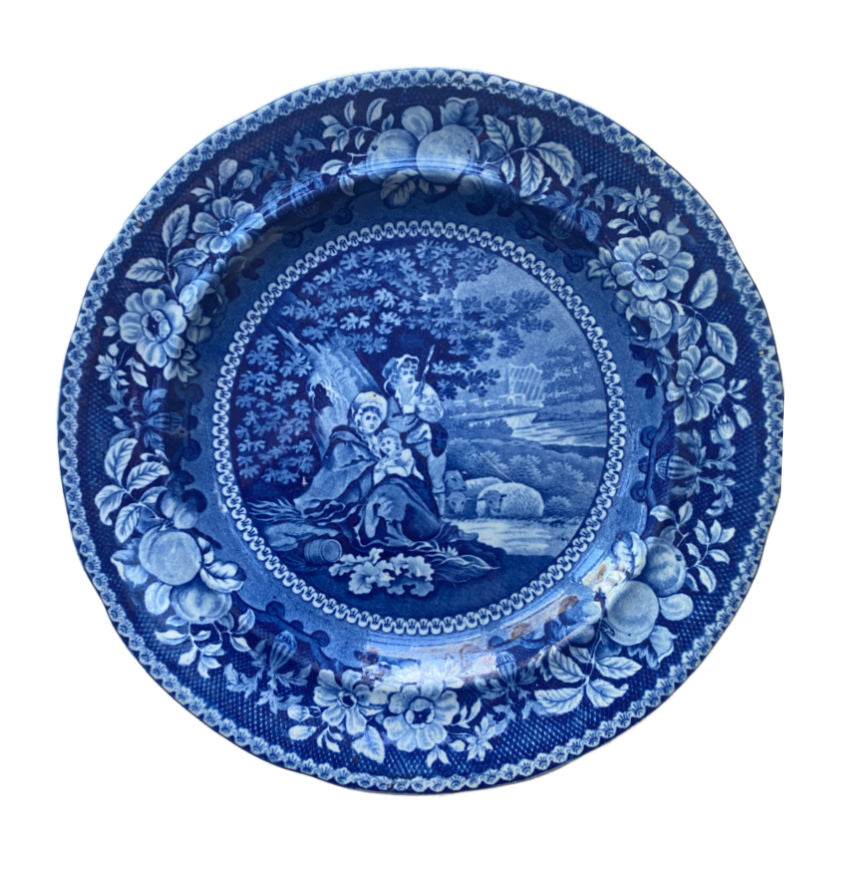 Early 19th Century Georgian Staffordshire Pearlware Scenic Plate Sheep