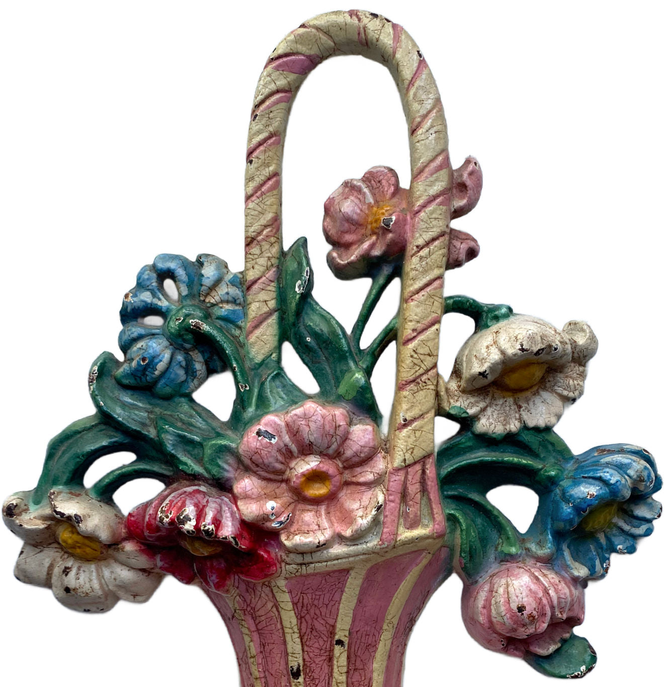 Early 20th Century Basket of Flowers Doorstop