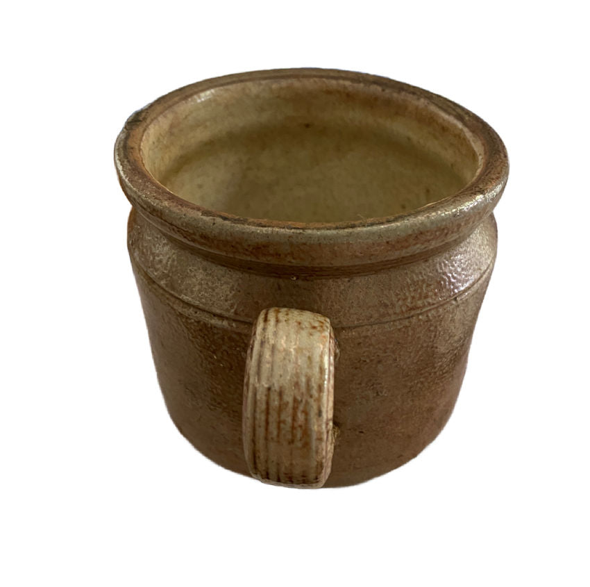 Hand-thrown antique French cream pot with simple handle