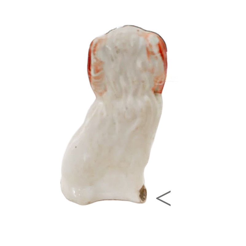 Early Antique Estate Staffordshire Spaniel Dog with Basket