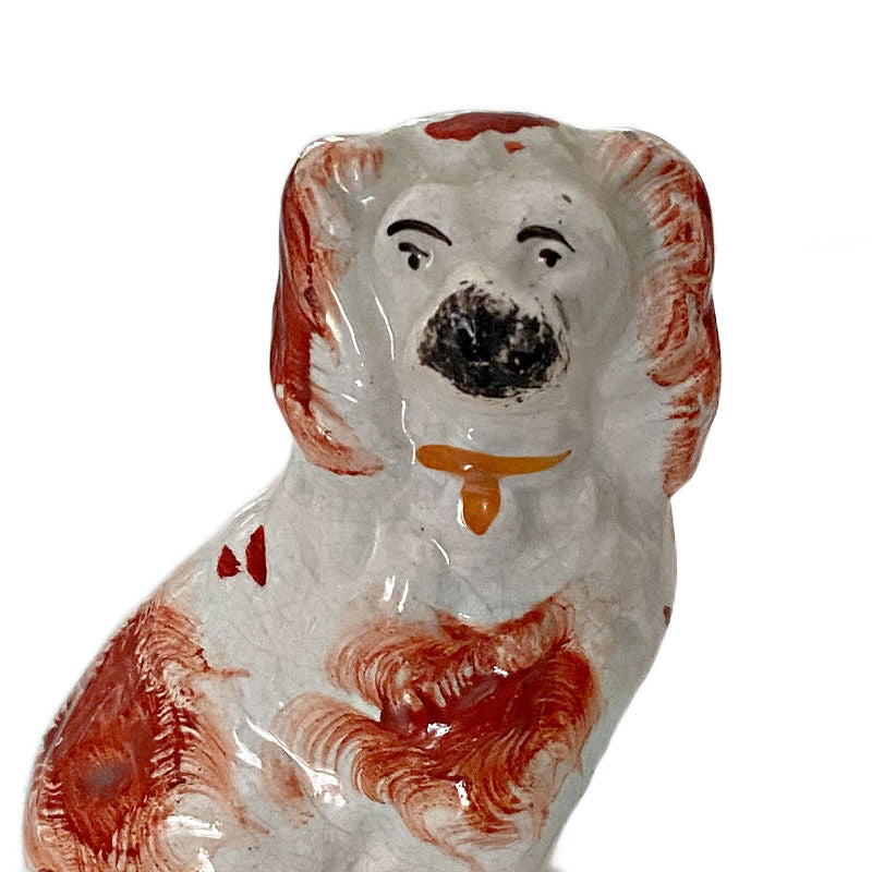 Early Antique Staffordshire Spaniel Dog made in the earlier part of the 1800's, with well painted details and great russet coloration.