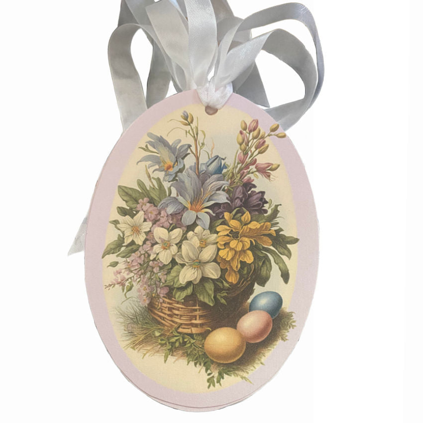 Antique Flowers &amp; Eggs Tag Set of 6