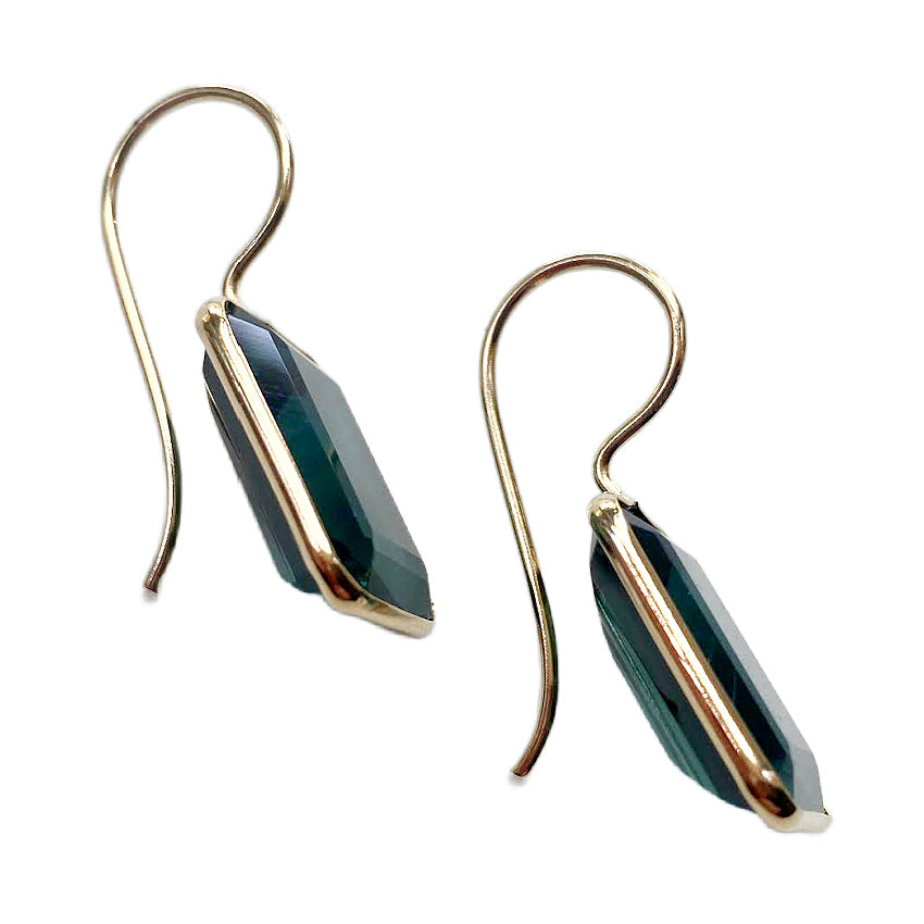 Elegance Viridian Emerald Cut Earrings