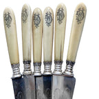 Elegant Antique French Sterling Collar 6 pc DinnerKnife Set Monogrammed