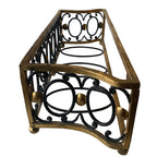 Italian Tole Planter exterior in black and gold, Florentine neoclassical design, shown separately from removable liner, highlighting sculptural gilt details.