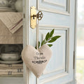 Embroidered Linen Give Thanks Heart Sachet