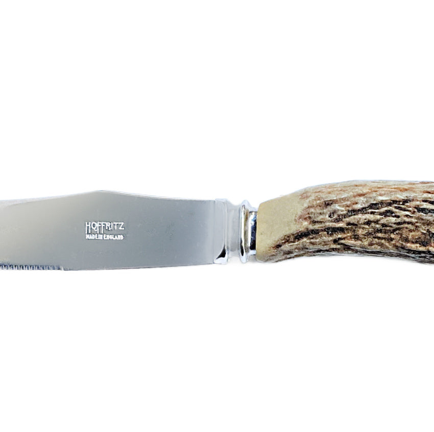 English Stag Horn Handle Steak Knives Set of Six