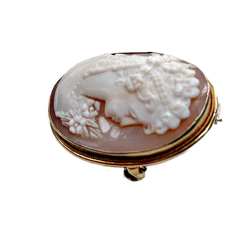 Vintage 10K Yellow Gold Art Deco Cameo Portrait Brooch or Pendant