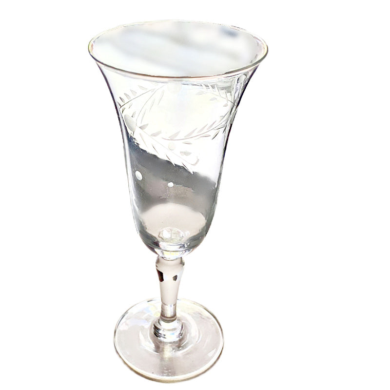 Etched Cordial Glasses with Garland Design Set of 6