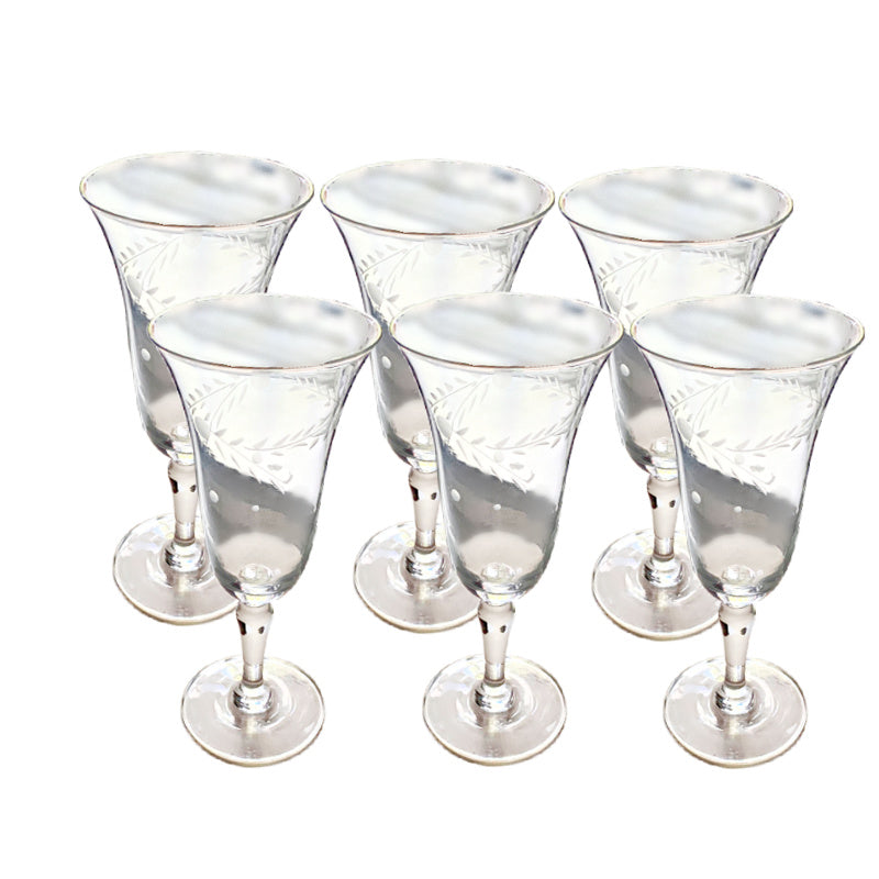 Set of 6, outlet Royal Lace Etch, Cordial Stems, made by Duncan & Miller