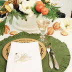 Round Ruffled Linen Placemat Set of 4 Green