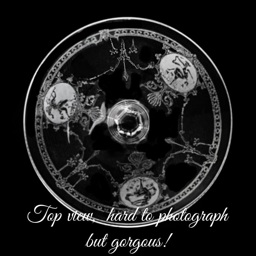 Exceptional Antique Etched Glass Champagne Coupes Set of 5