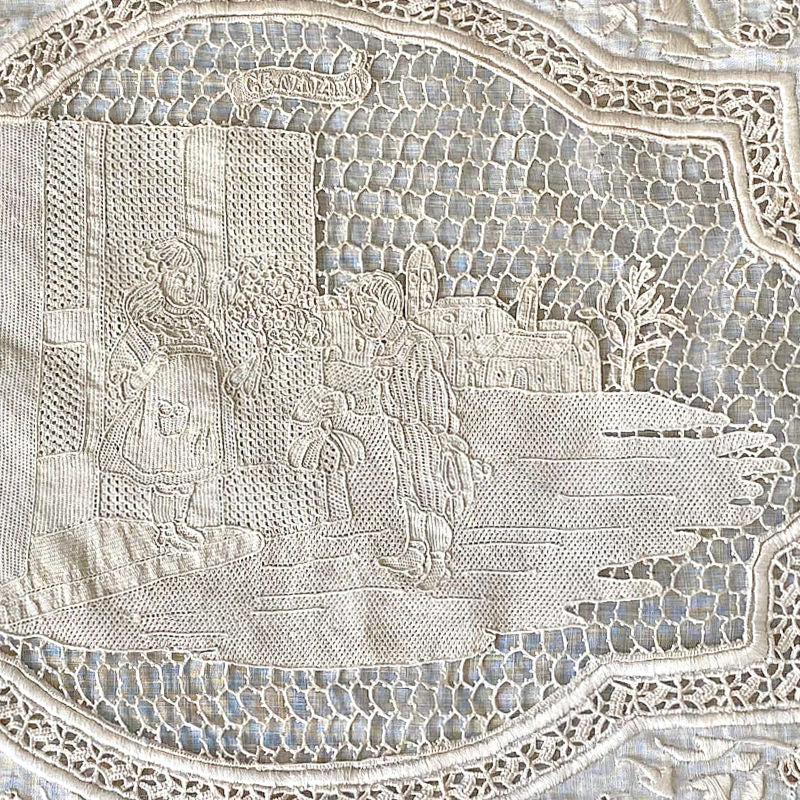 Exceptional Antique Italian Point de Venise Needle Lace Boudoir Pillow