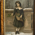Holly seller at Christmas time print in gilt French frame